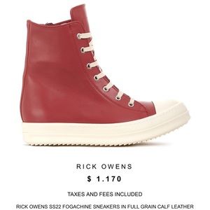 Red Rick Owens authentic with receipt from Rick Owens website new